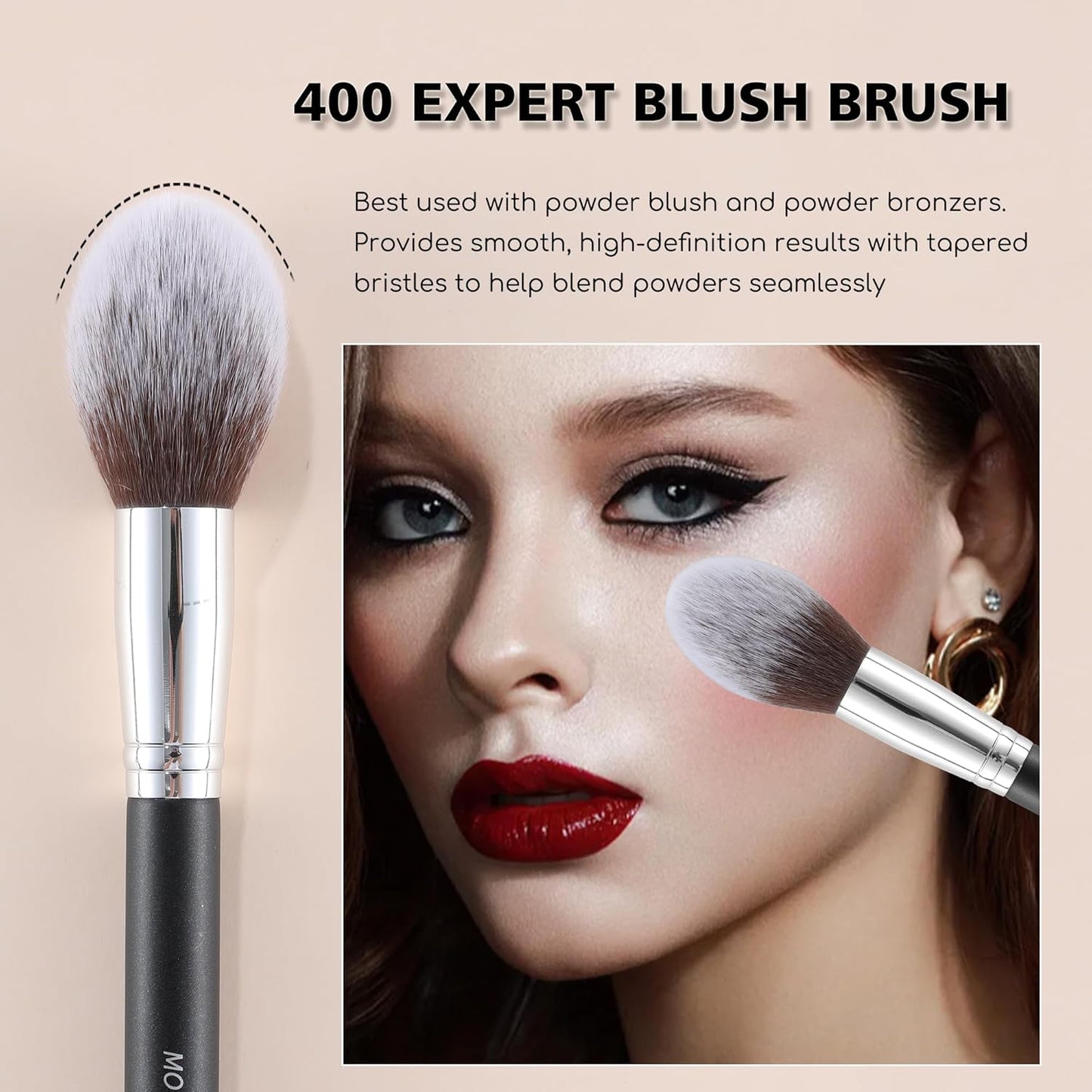 Makeup Brush Set 4PCS Premium Travel Make up Brush Kit -For Foundation, Blush, Bronzer, Eyeshadow,Setting Powder & Concealer Makeup Brushes with Black Case