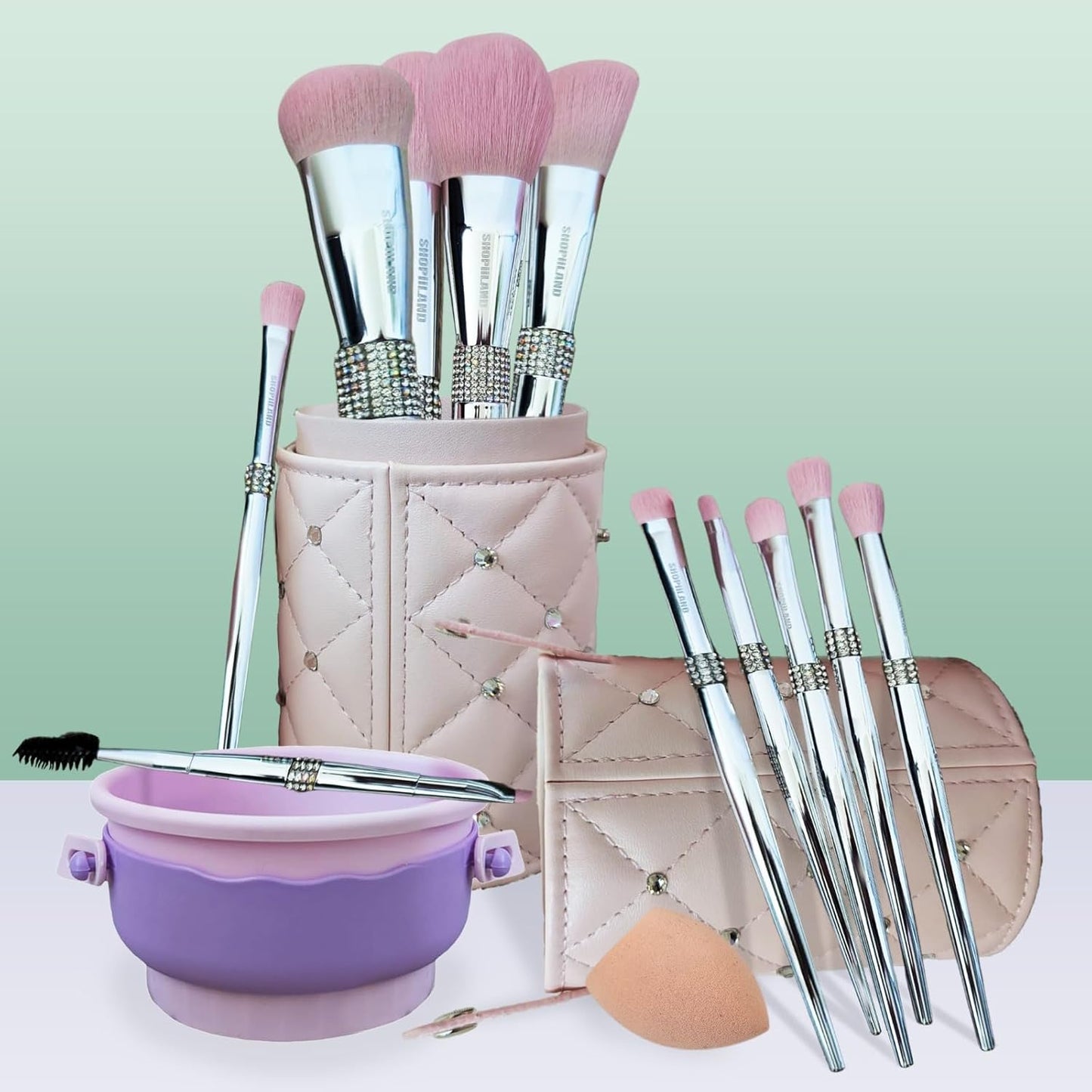 Makeup Brush Set Professional 11 Pieces with Case & Cleaning Mat Soft Vegan & Cruelty Free Bristles Liquid Powder Cream & Bronzer Includes Blender Blush & Eyeshadow Gift Ready