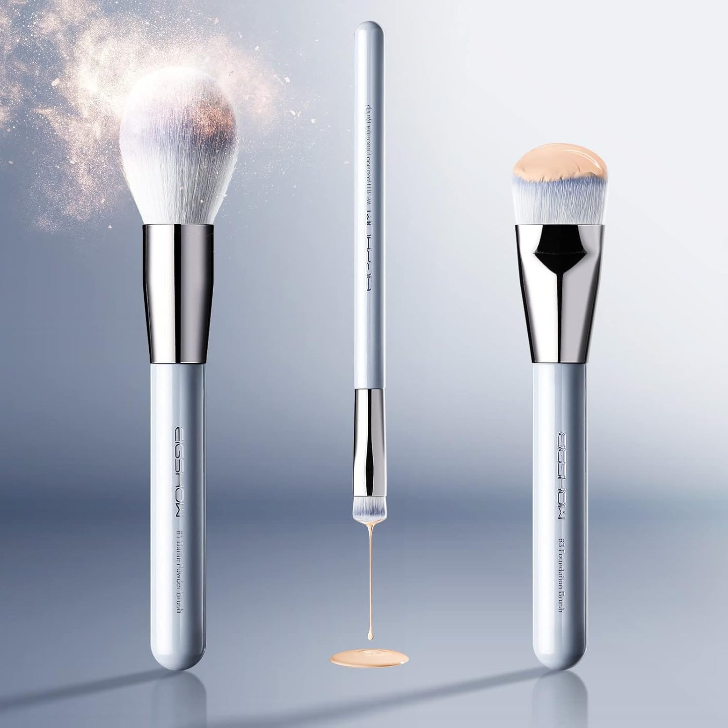 Makeup Brushes, 15Pcs Professional Makeup Brush Set Premium Synthetic Kabuki Brush Foundation Contour Concealers Blush Eye Shadow Brush Kit with Case, Guide Best Gift for Women, Travel Set