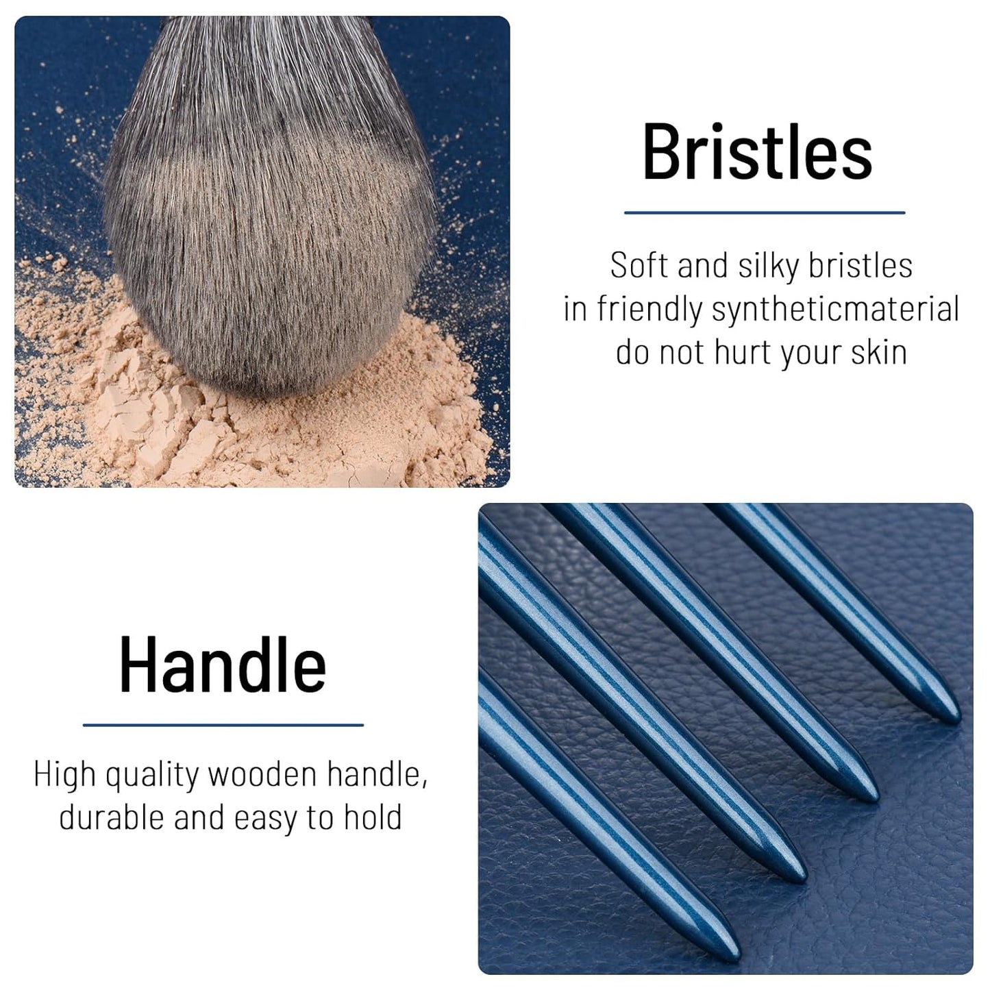Professional Makeup Brush Set 14Pcs Makeup Brushes Kit Foundation Eyeshadow Powder Blending Eyebrow Eyelash Kabuki Brushes Cosmetic Brushs Travel Kits with Leather Bag Gift