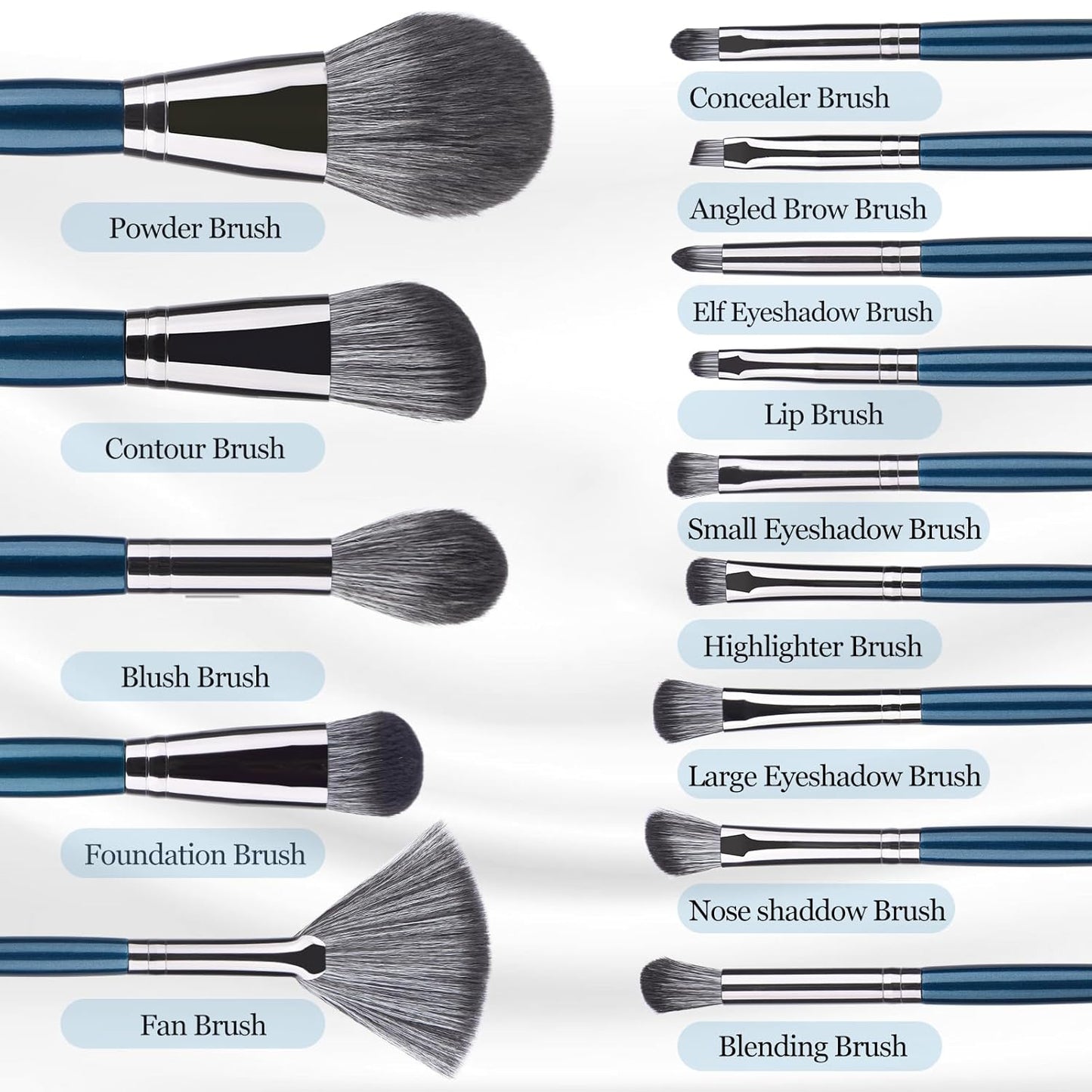 Professional Makeup Brush Set 14Pcs Makeup Brushes Kit Foundation Eyeshadow Powder Blending Eyebrow Eyelash Kabuki Brushes Cosmetic Brushs Travel Kits with Leather Bag Gift