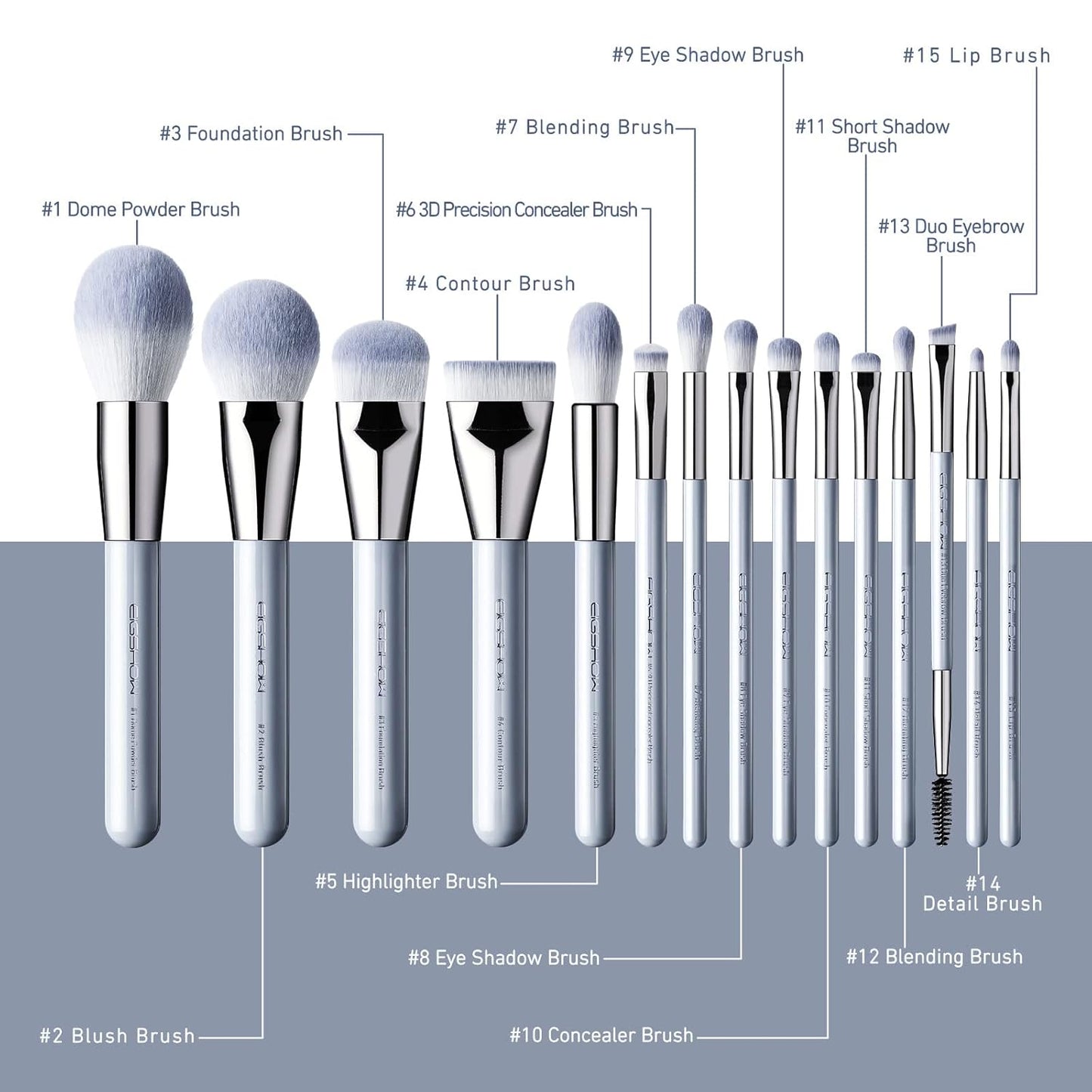 Makeup Brushes, 15Pcs Professional Makeup Brush Set Premium Synthetic Kabuki Brush Foundation Contour Concealers Blush Eye Shadow Brush Kit with Case, Guide Best Gift for Women, Travel Set