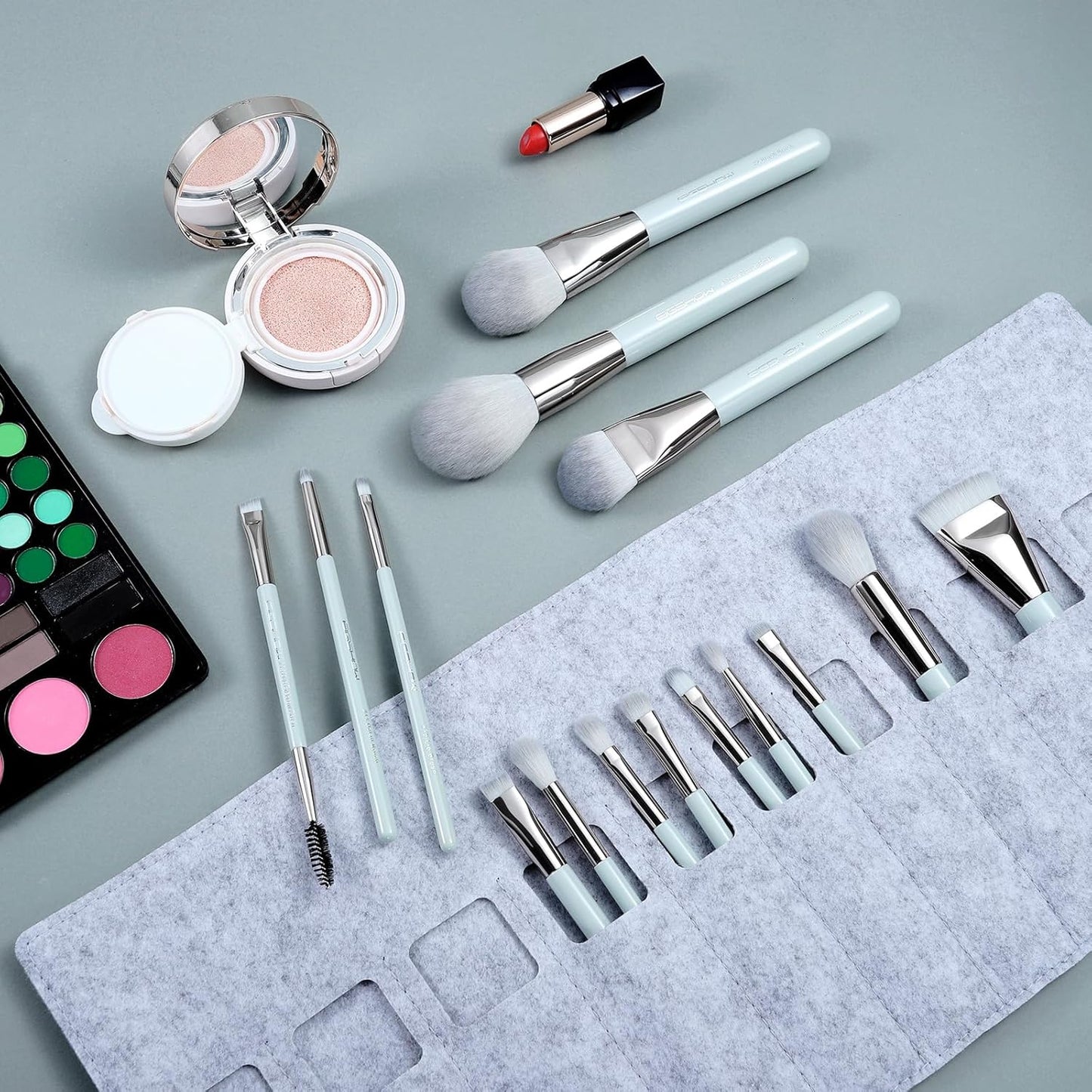 Makeup Brushes, 15Pcs Professional Makeup Brush Set Premium Synthetic Kabuki Brush Foundation Contour Concealers Blush Eye Shadow Brush Kit with Case, Guide Best Gift for Women, Travel Set