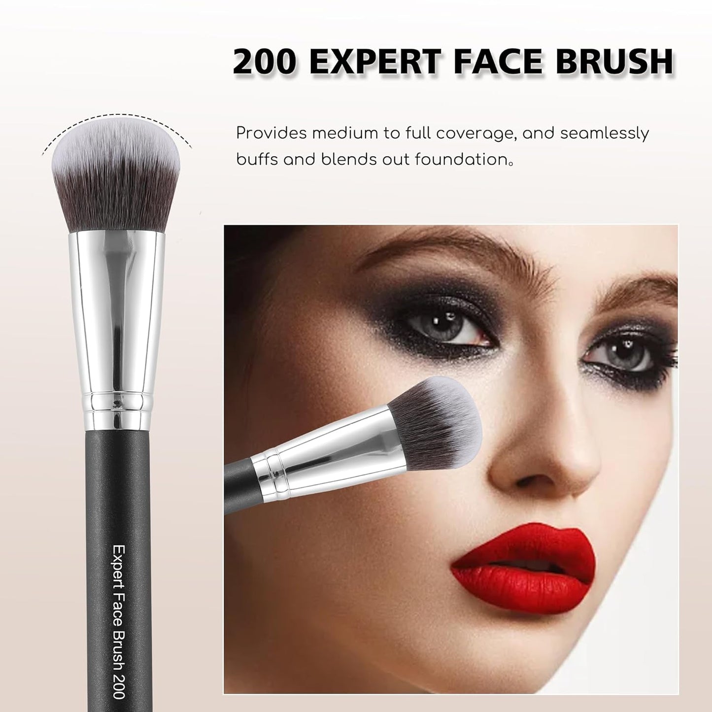 Makeup Brush Set 4PCS Premium Travel Make up Brush Kit -For Foundation, Blush, Bronzer, Eyeshadow,Setting Powder & Concealer Makeup Brushes with Black Case