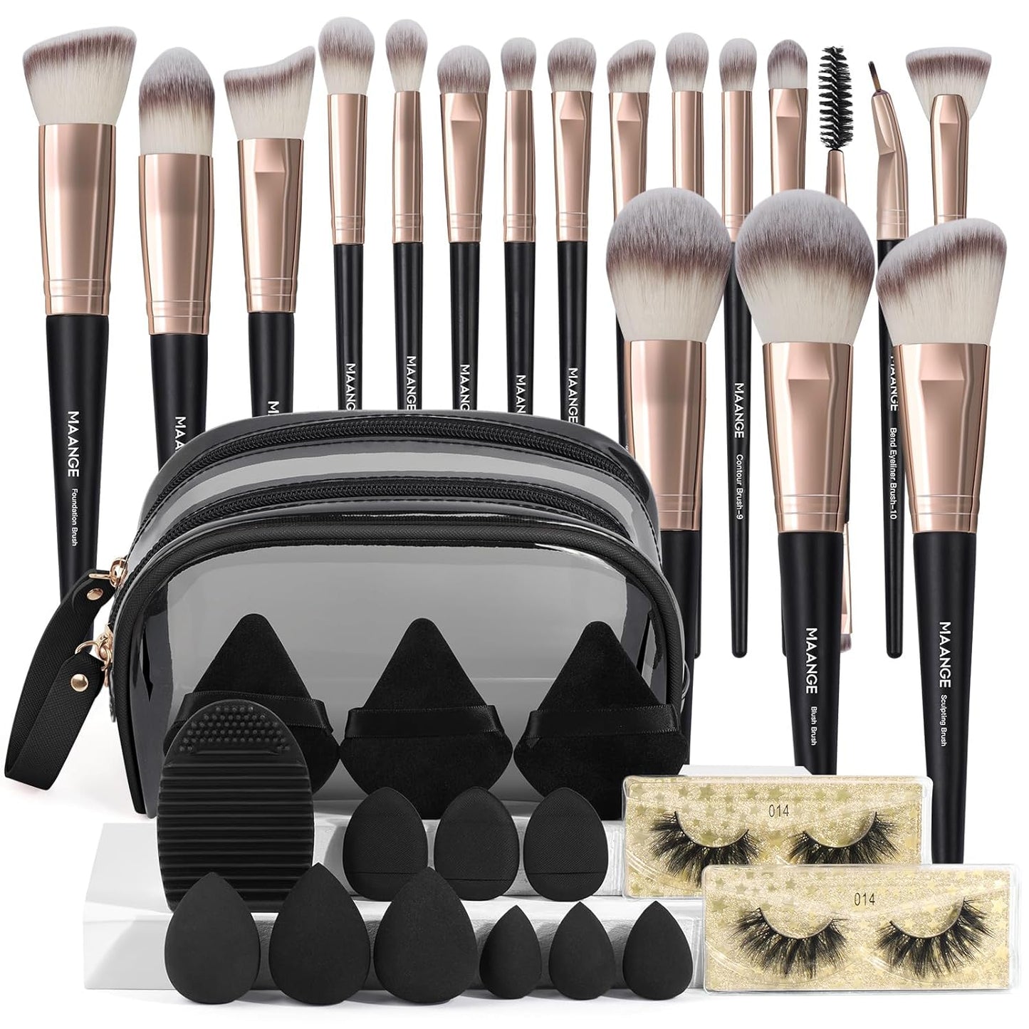 34 Pcs Makeup Brush Set Professional Makeup Brushes Kit Foundation Powder Eye Shadow Concealers Blending Brush Set Premium Synthetic Makeup Tool Gift for Women (Black)