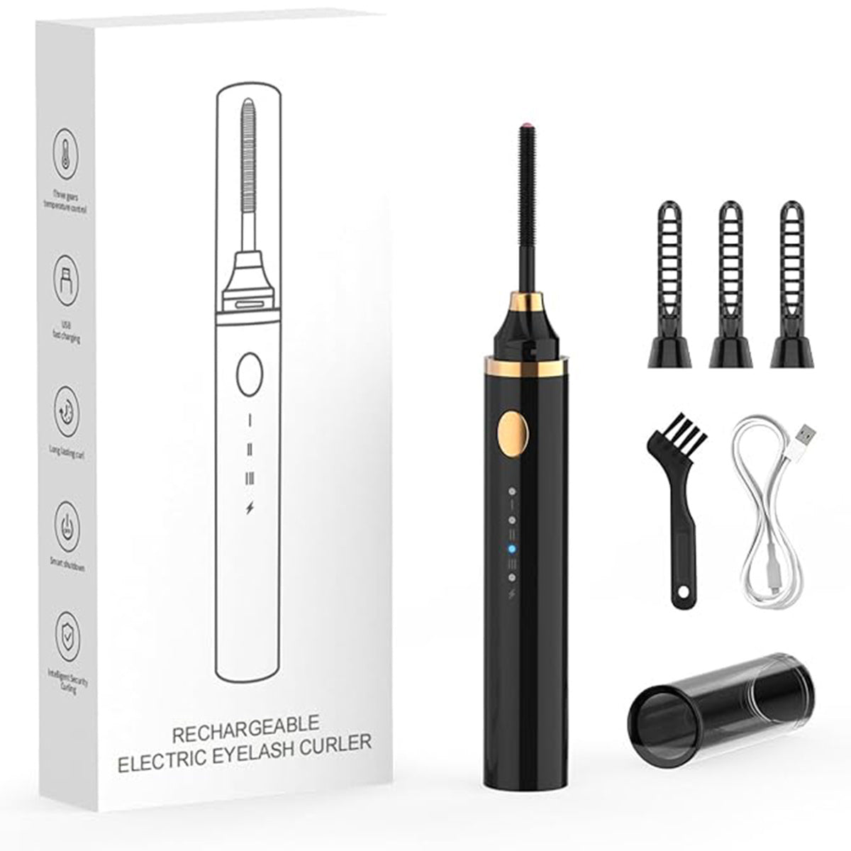 2025 New Release 3 In 1 Heated Eyelash Curler For Quick Natural Curling And Long-Lasting Lift Makeup Cosmetic