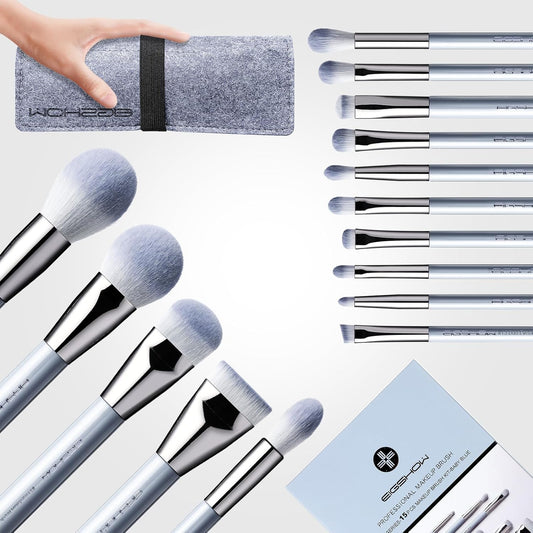Makeup Brushes,  15Pcs Professional Makeup Brush Set Premium Synthetic Kabuki Brush Foundation Contour Concealers Blush Eye Shadow Brush Kit with Case, Guide Best Gift for Women, Travel Set