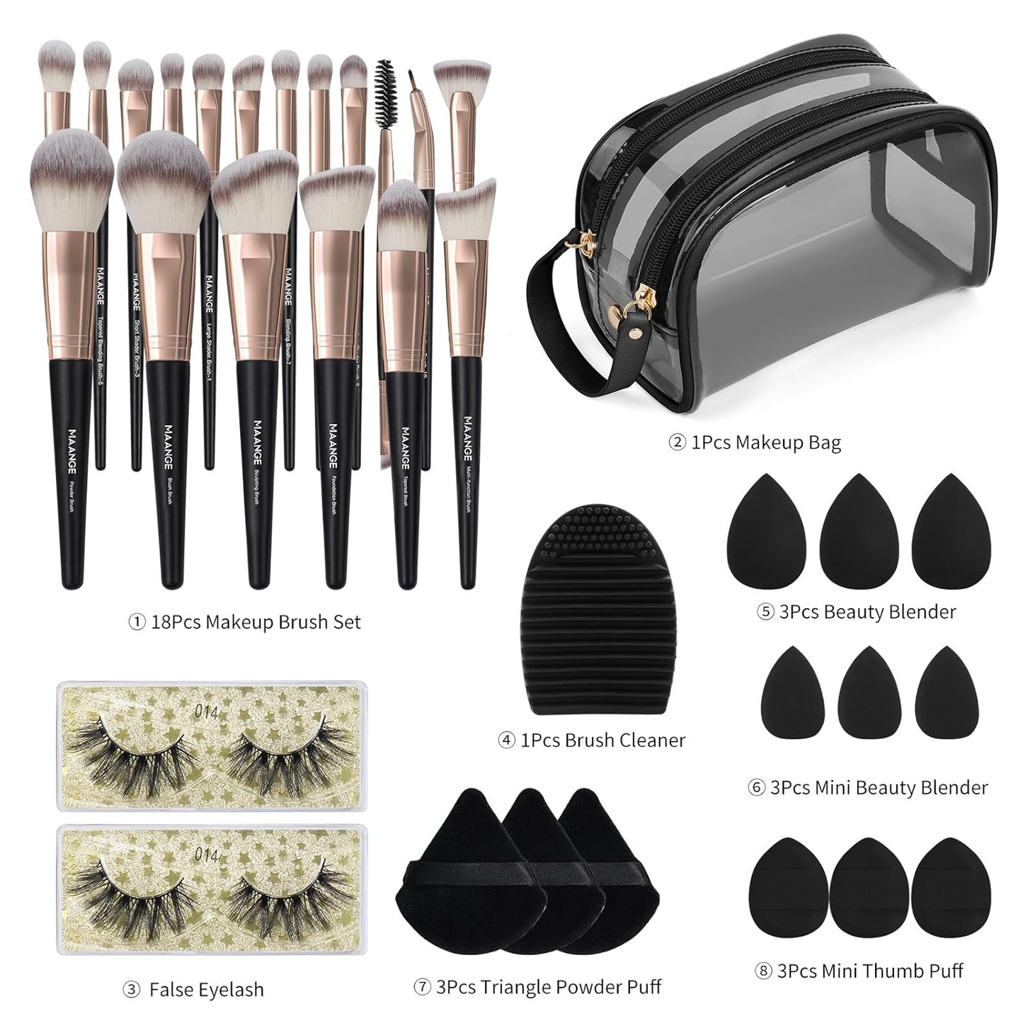 34 Pcs Makeup Brush Set Professional Makeup Brushes Kit Foundation Powder Eye Shadow Concealers Blending Brush Set Premium Synthetic Makeup Tool Gift for Women (Black)