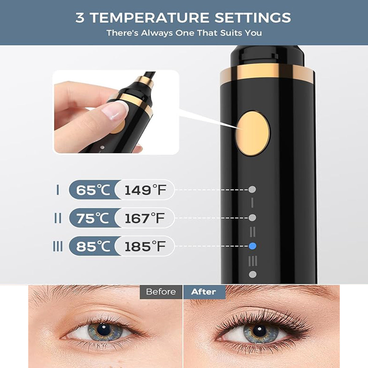 2025 New Release 3 In 1 Heated Eyelash Curler For Quick Natural Curling And Long-Lasting Lift Makeup Cosmetic
