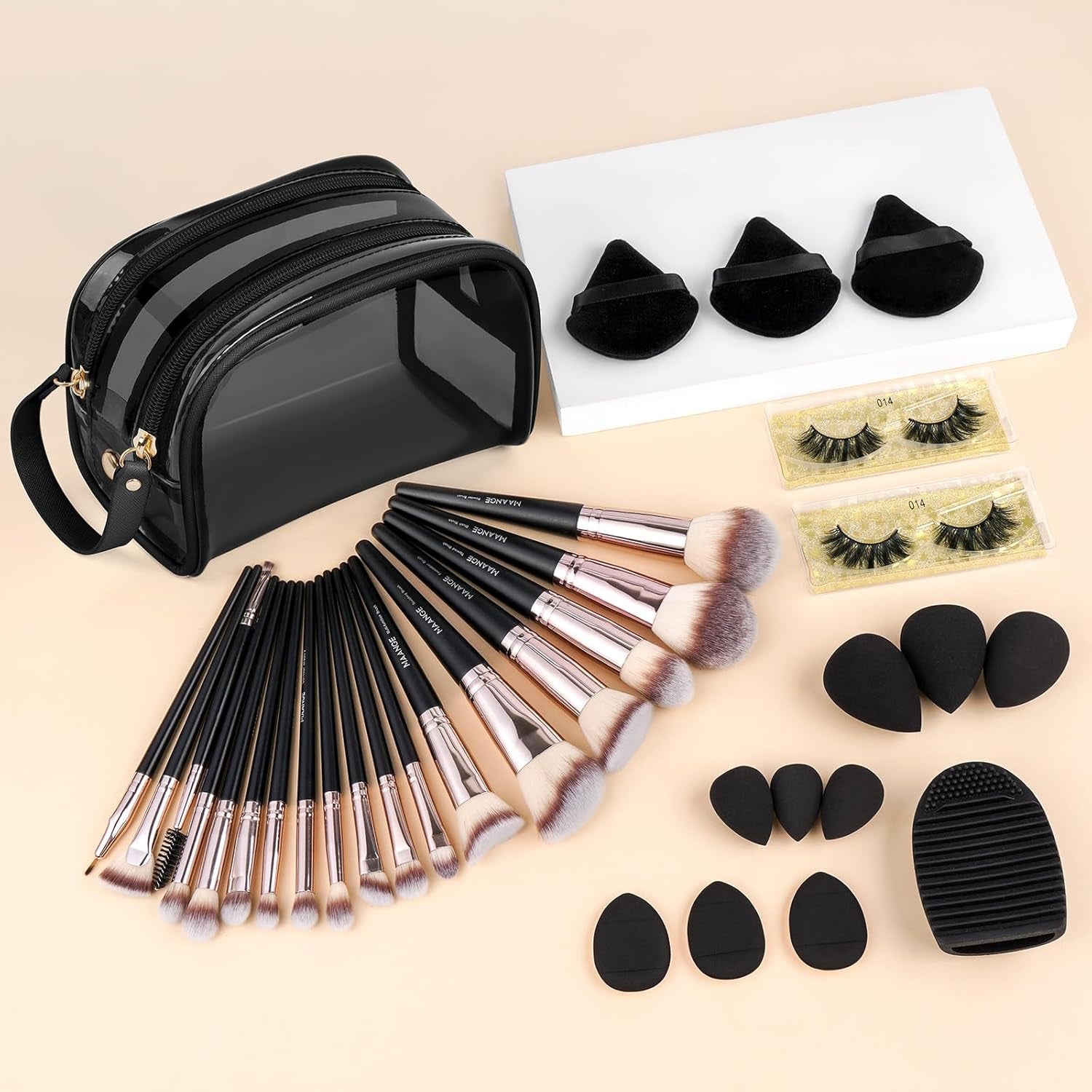 34 Pcs Makeup Brush Set Professional Makeup Brushes Kit Foundation Powder Eye Shadow Concealers Blending Brush Set Premium Synthetic Makeup Tool Gift for Women (Black)