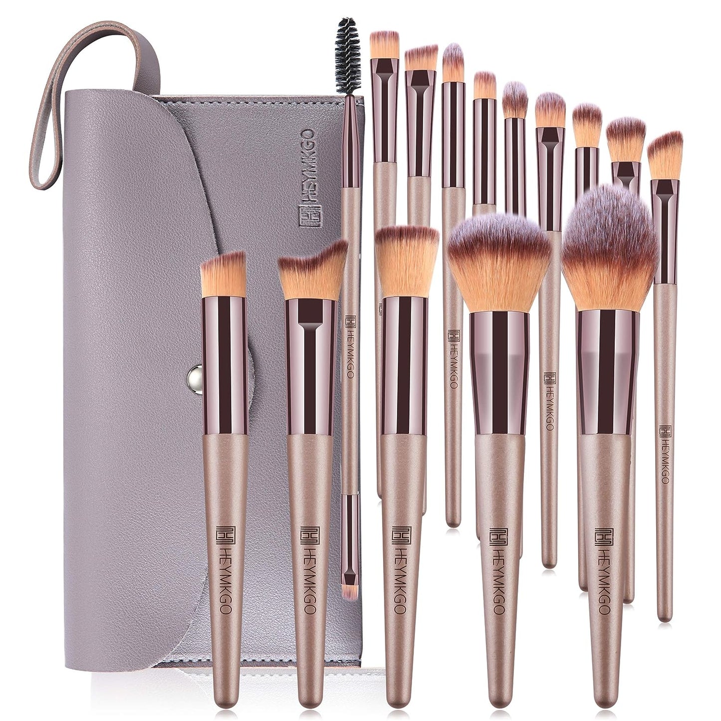 Makeup Brushes 15PCS Champagne Gold Professional Makeup Brush Set Foundation Brush Blending Powder Blush Concealer Eye Make up Brush with Bag