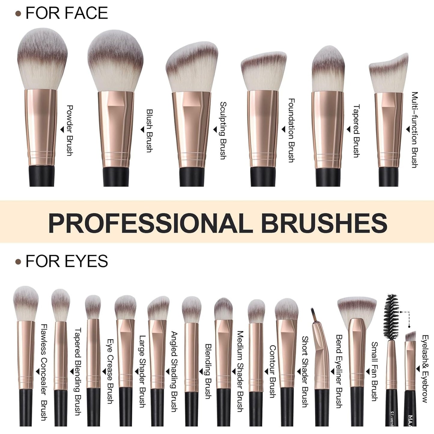 34 Pcs Makeup Brush Set Professional Makeup Brushes Kit Foundation Powder Eye Shadow Concealers Blending Brush Set Premium Synthetic Makeup Tool Gift for Women (Black)