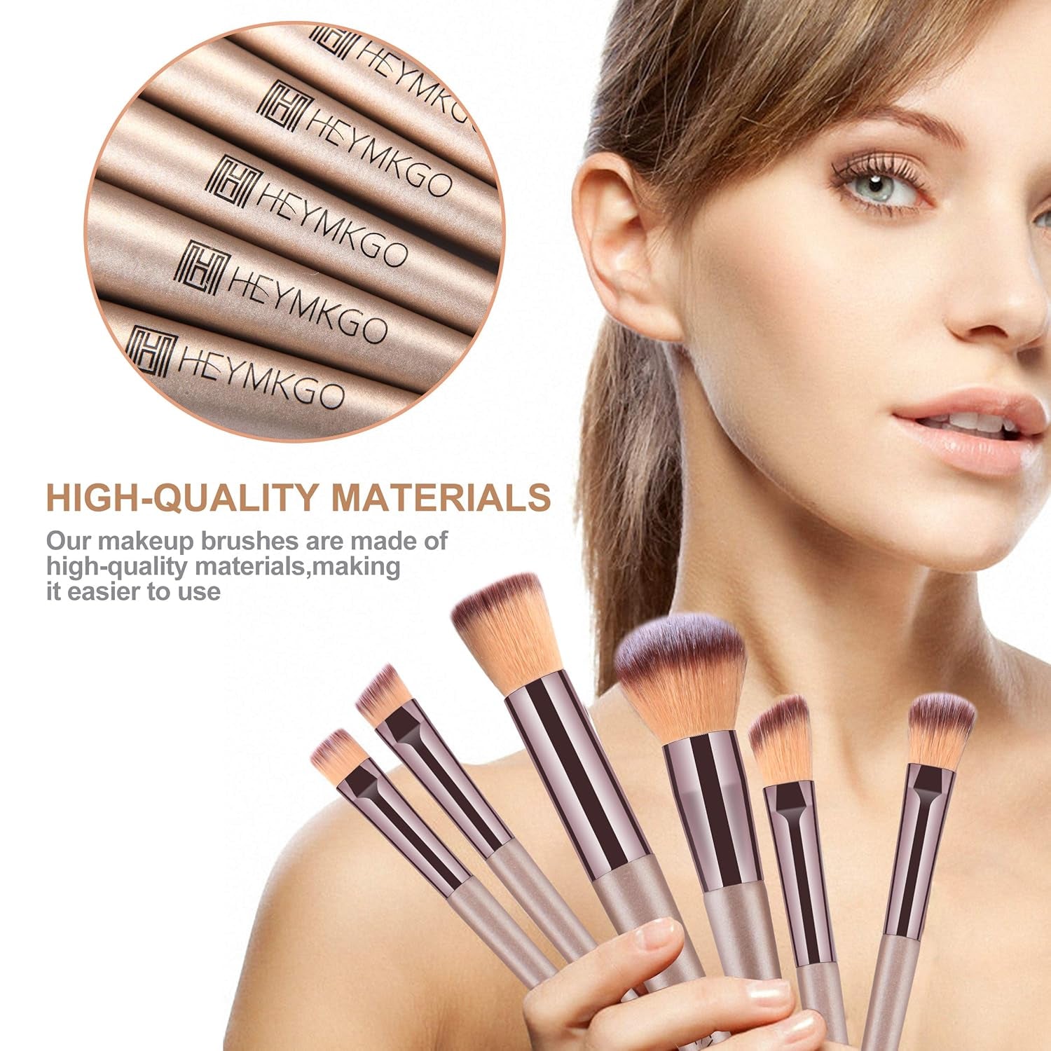 Makeup Brushes 15PCS Champagne Gold Professional Makeup Brush Set Foundation Brush Blending Powder Blush Concealer Eye Make up Brush with Bag