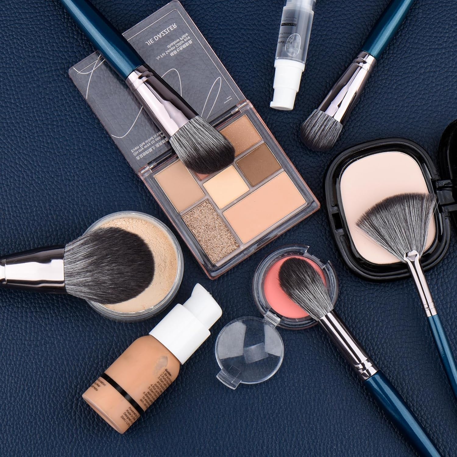 Professional Makeup Brush Set 14Pcs Makeup Brushes Kit Foundation Eyeshadow Powder Blending Eyebrow Eyelash Kabuki Brushes Cosmetic Brushs Travel Kits with Leather Bag Gift